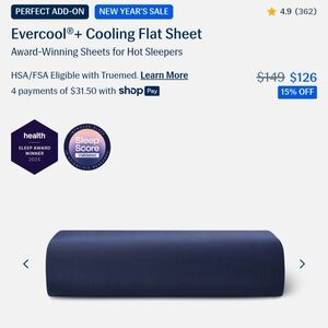 Evercool Midnight Blue Cooling Flat Sheet - King Size